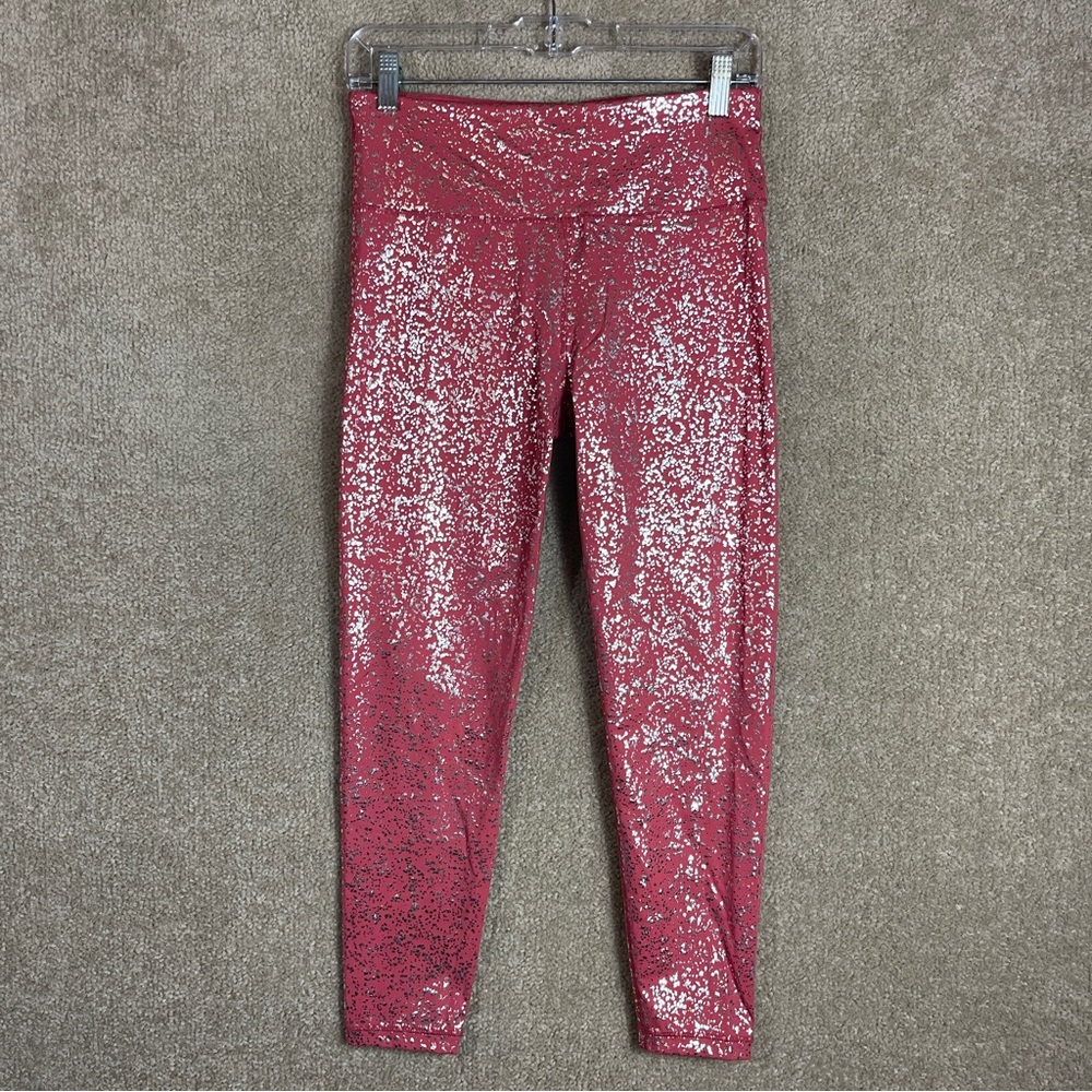 Sweaty Betty Goddess 7/8 Legging Size Medium Red Terrazzo Foil Print Workout NEW - Picture 2 of 10